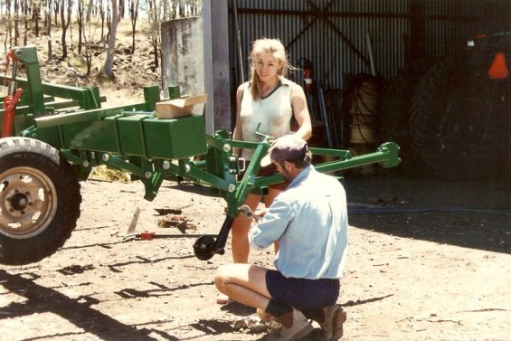 Gen Spargo building stuff on the farm with her Dad.